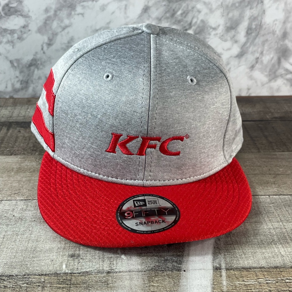 KFC New Era Shadow Heather Red Striped Flat Bill SnapBack Cap Mens Embroidered